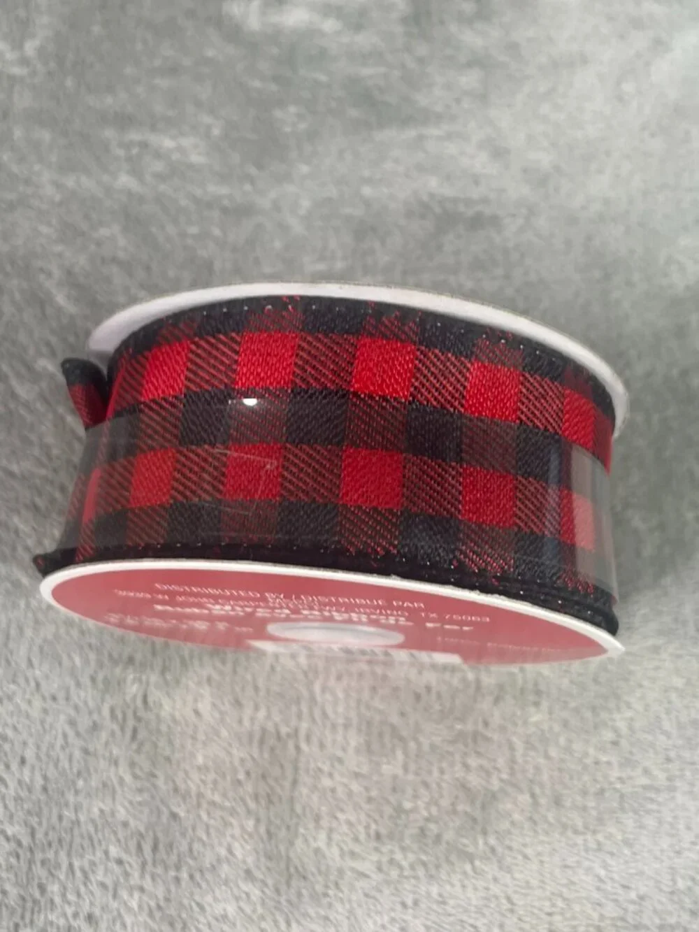 Celebrate It Red Black Buffalo Check Wired Ribbon 1.5in x 30ft Christmas NWT